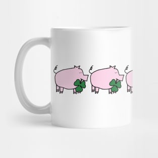 Five Pink Pig Holding Shamrock for St Patricks Day Mug